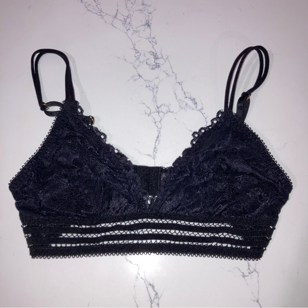 ($2 ADD ON) Black Mesh Lace Bralette Platinum Lingerie - size S